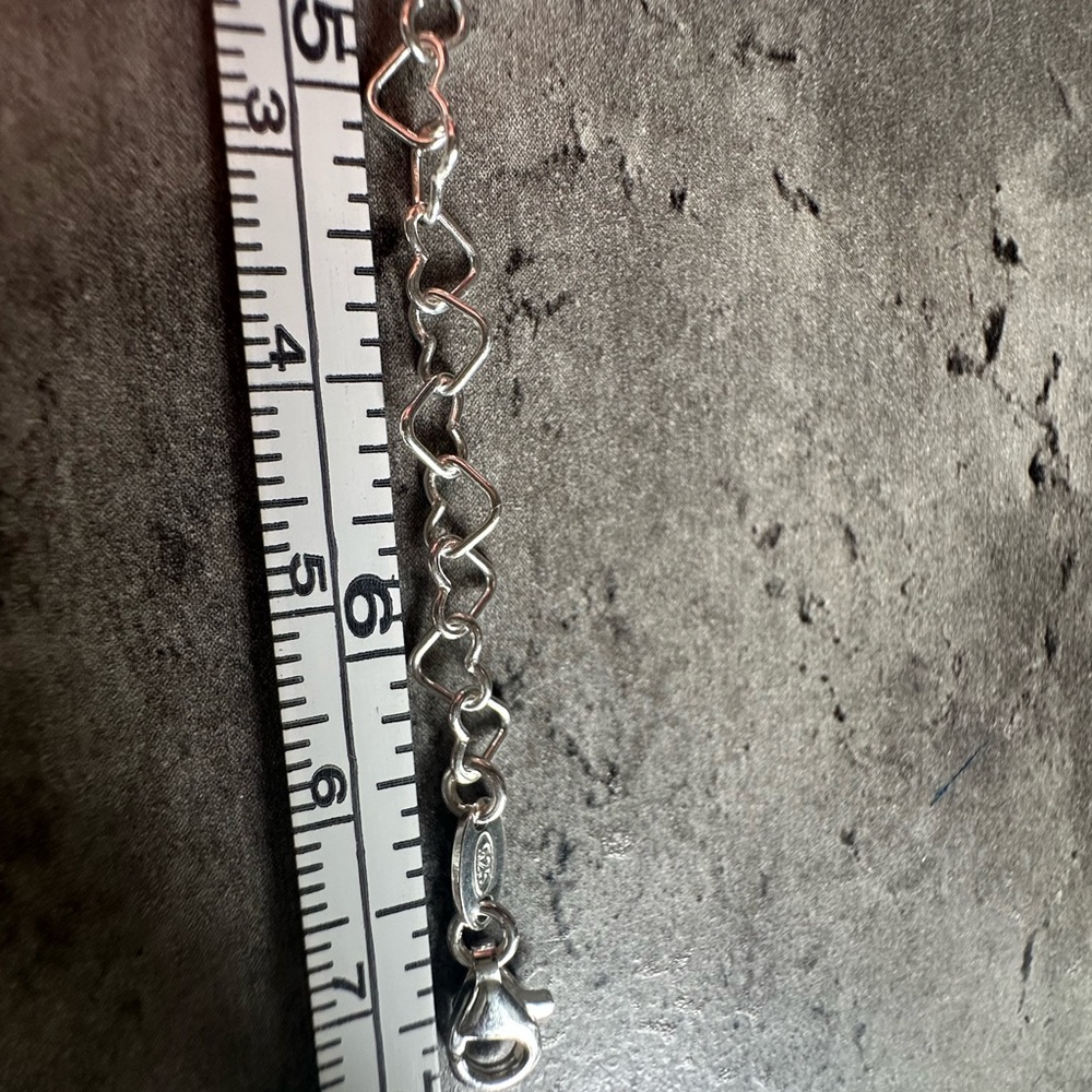 NWOT Sterling Silver 925 Silver Heart Chain Bracelet - Picture 6 of 6